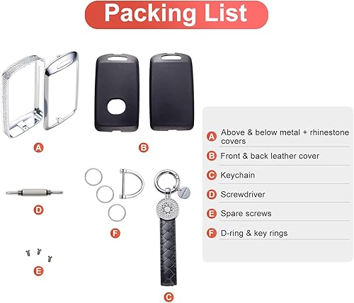 Miniatura 7 de Funda de cuero negro para llavero de cristal para mujer, Negro -