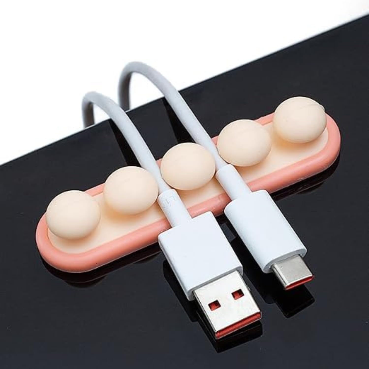 1Pcs Silicone Cable Clips Cord Management Organizer with Adhesive Hooks Ideal for Power Cords, Charging Cables Mouse Cables PC Office, Home Wire Cord Holder Cable Management Solution (Pink)-image-22