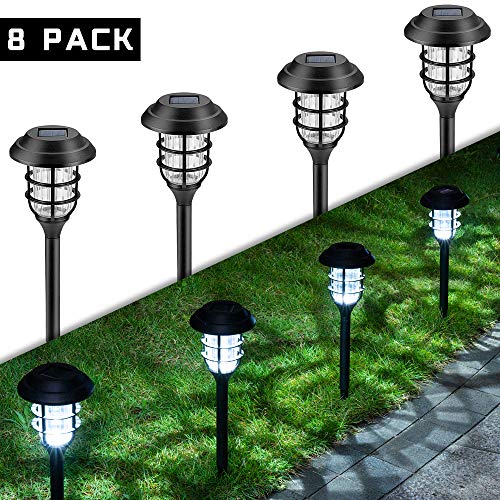 GIGALUMI 8 Pcs Solar Lights Outdoor Pathway, Waterproof Led Solar Lights for Lawn,Patio,Yard,Garden,Path,Walkway or Driveway.