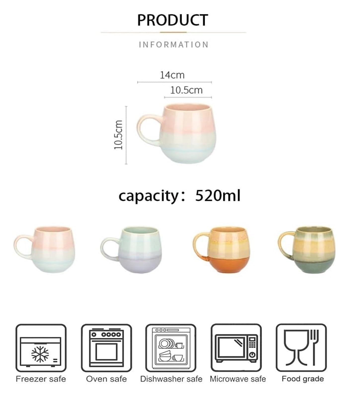 Kubek 520 Ml, Prosty, Biurowy, Ceramiczny Kubek Do Kawy, Kubek Do Mleka, Kubek Owsiany, Kubek Do Wody, Kubek Do Herbaty/Pink