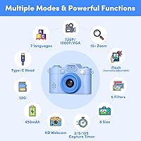 Vista 4 de Mini Camera Keychain Instant Digital, 1080P Mini Digital Camcorder with 32G, Tiny Pocket Camera for Travel Vlog Fun Recording, Long Battery Life Blue