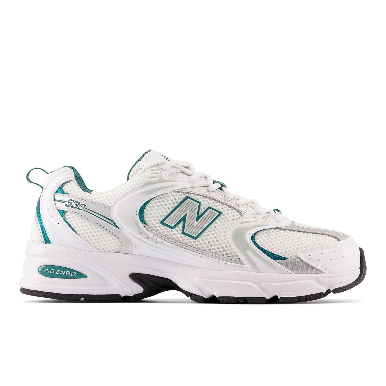 New Balance Men's White Sneakers, 10 Uk, Retro Green Running Shoes