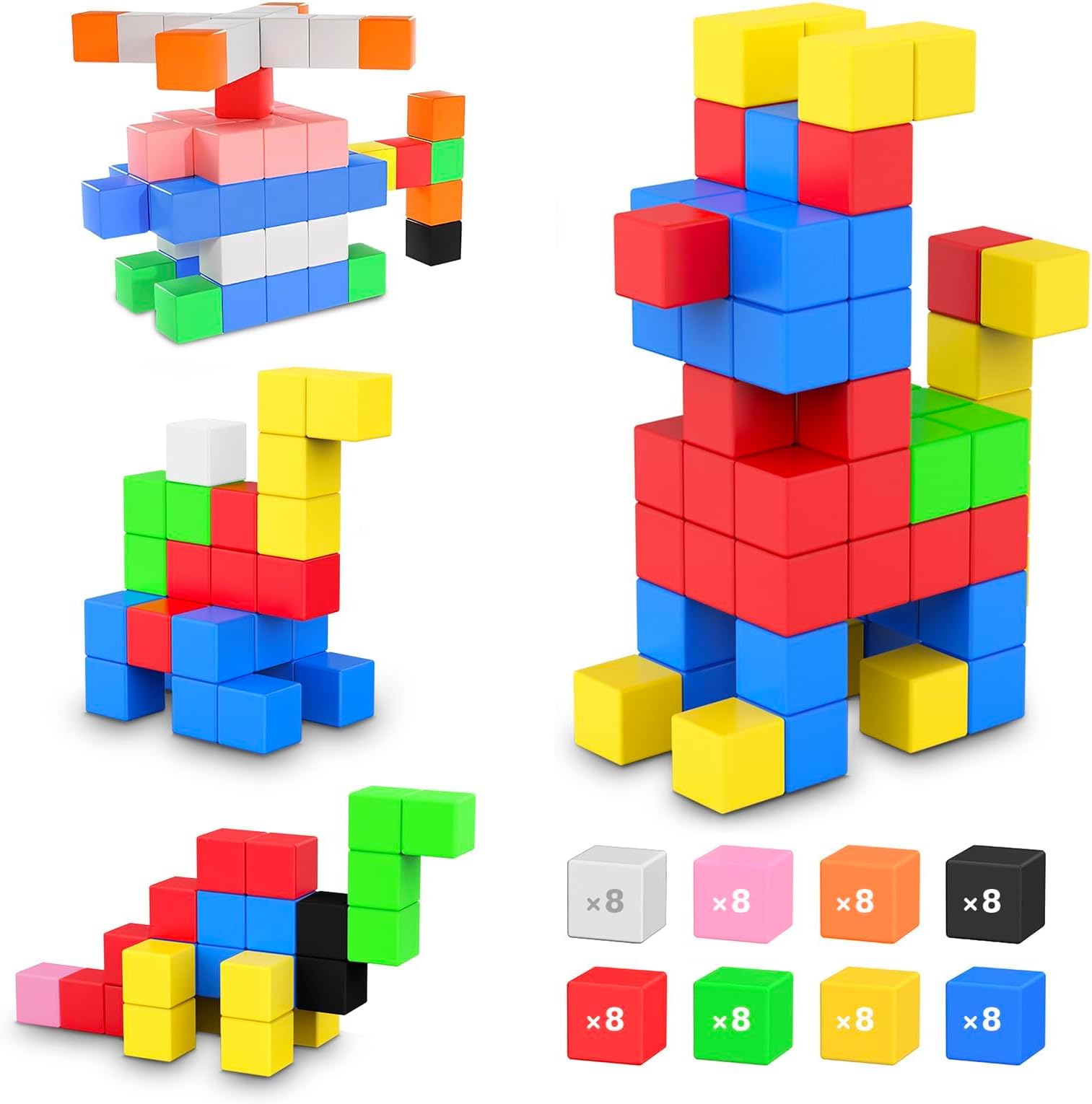 ROMDS64 PCS Magnetic Blocks Toddler Toys Sensory Toys Magnetic Building Blocks Toys for Toddlers 3 4 5 6 7 8+ Years Old Boys Girls
