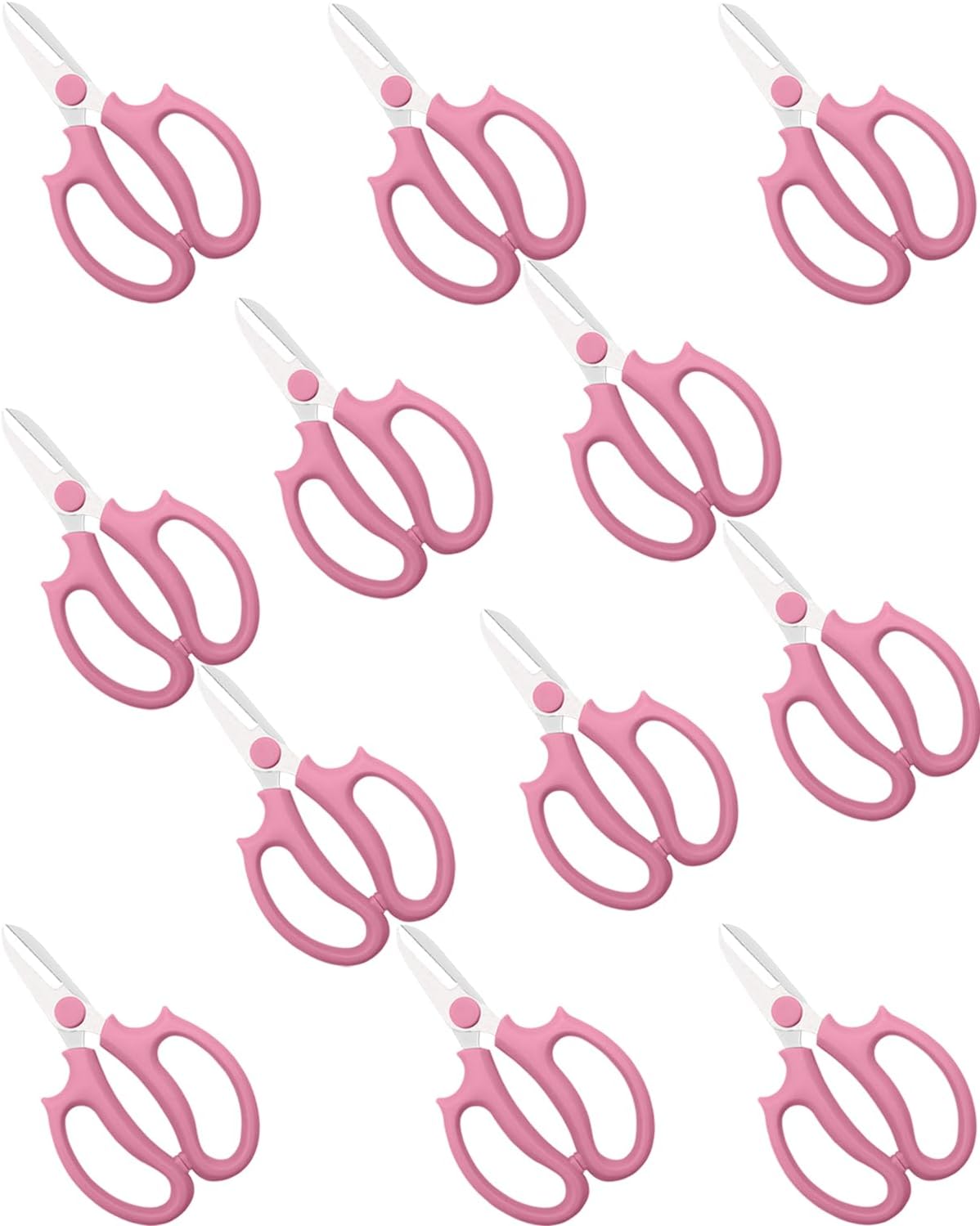 Pink Flower Scissors, Thickened Stainless Steel Floral Pruning Snips – Sharp Garden Clippers for Fresh Flowers, Flower Arrangement Supplies, DIY Floral Cutting Scissor (12 PCS Pink)