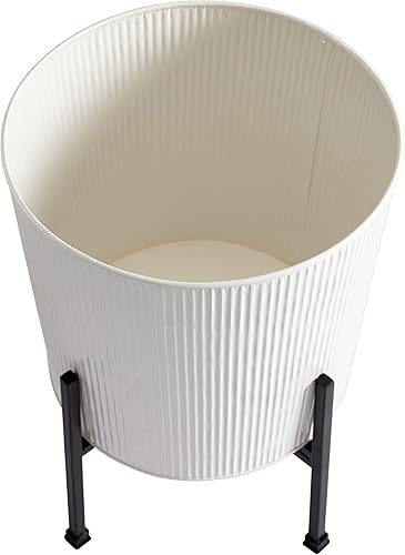 Miniatura 3 de Macetas de metal con soporte, juego de 2, color blanco (PL-WHT-SET-3003)