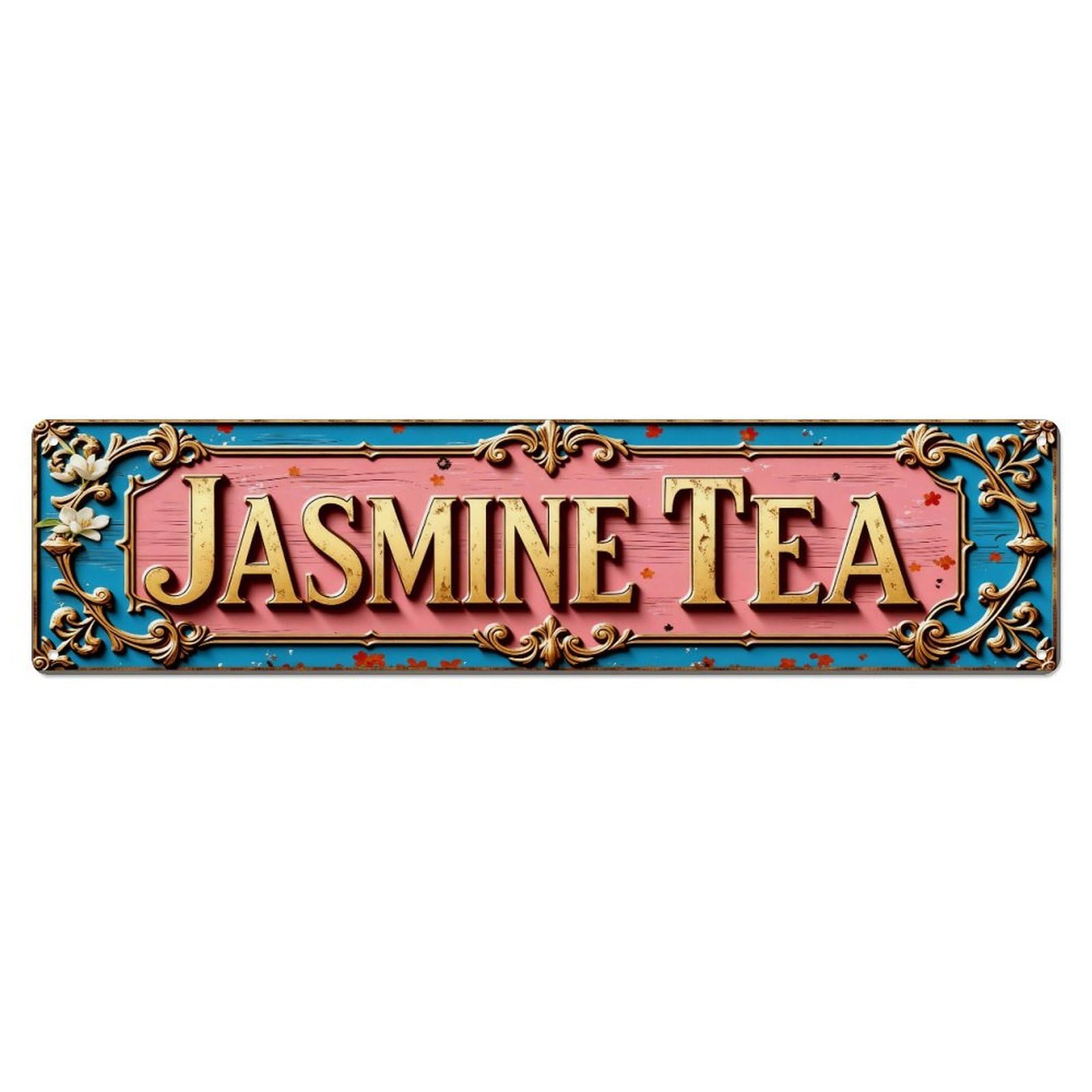 Jasmine Tea Ornate Vintage Sign Metal Tin Sign Plaque