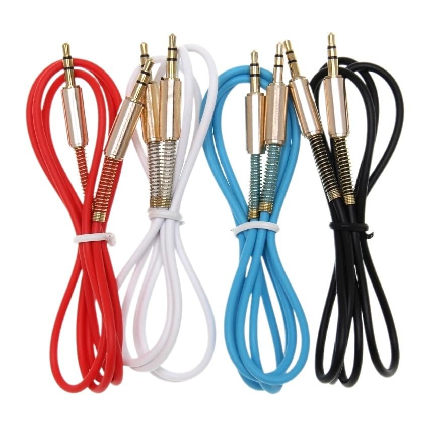 1m Spring Aux Audio Extension Cable Male to Male Stereo Auxiliary Headphone Cord Wire