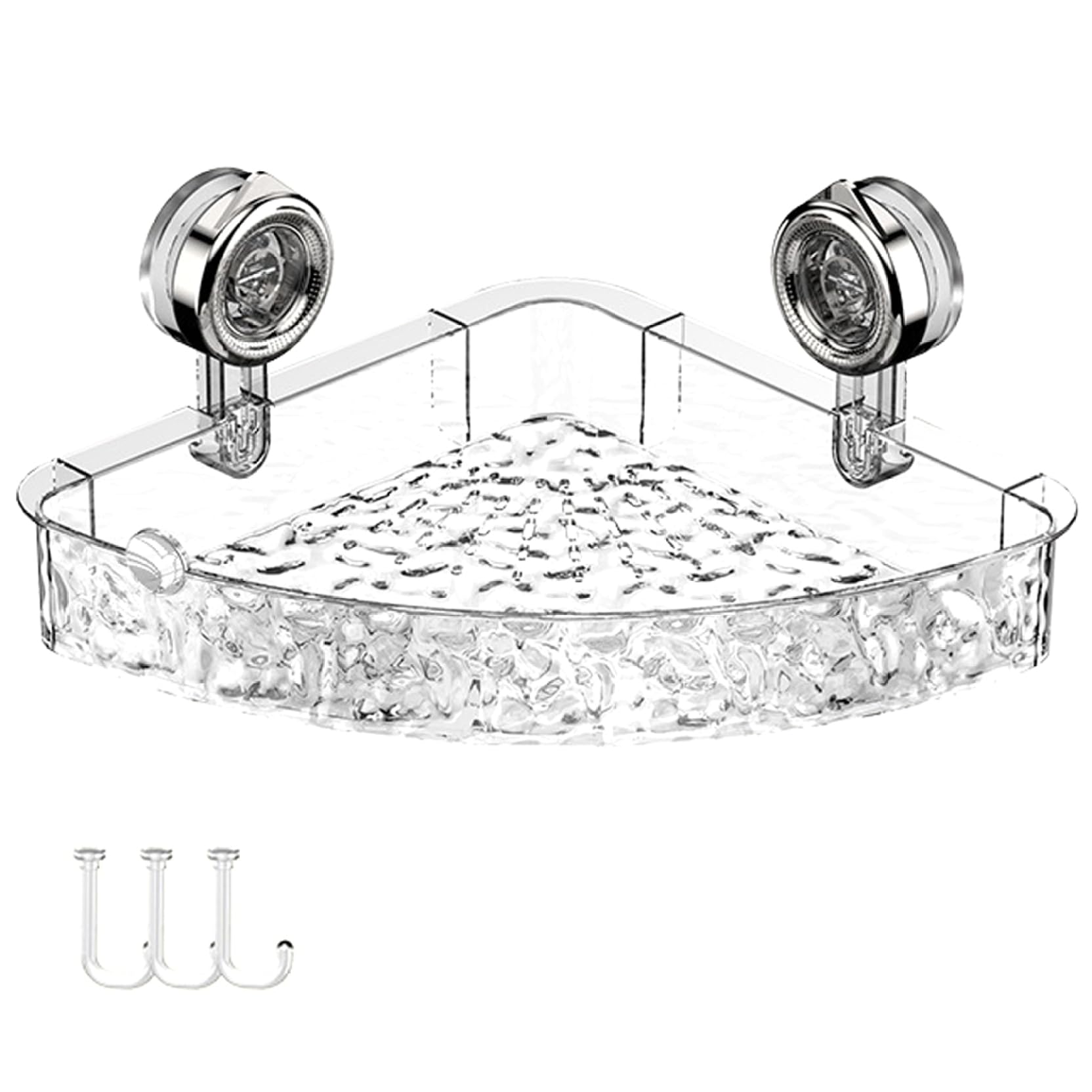 Nyutcwe Corner Suction Cup Shower Caddy Clear Bathroom Storage Shelf with Drain Holes Strong Suction Rack for Shower