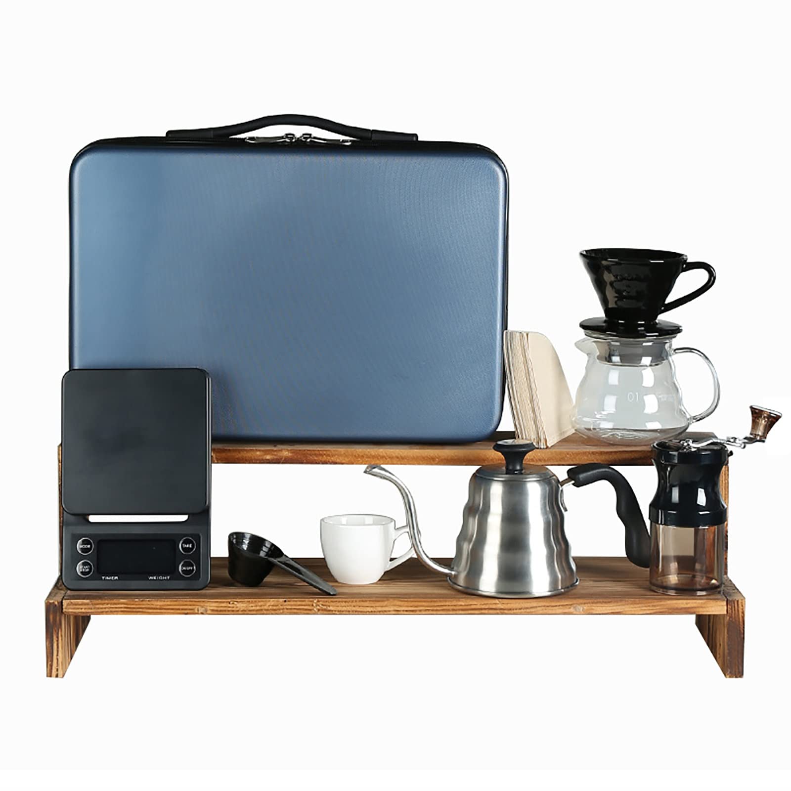 Juego de cafetera Pour Over – Hervidor de acero inoxidable 304, molinillo de café, gotero V60, filtros de cerveza, bolsa de viaje, accesorios completos para café
