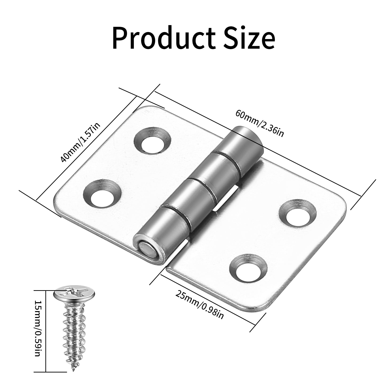 4 PCS Bisagras Plegables, Conector de Puertas, Bisagras de Acero Inoxidable, para Puertas, Ventanas, Armarios y Jardines