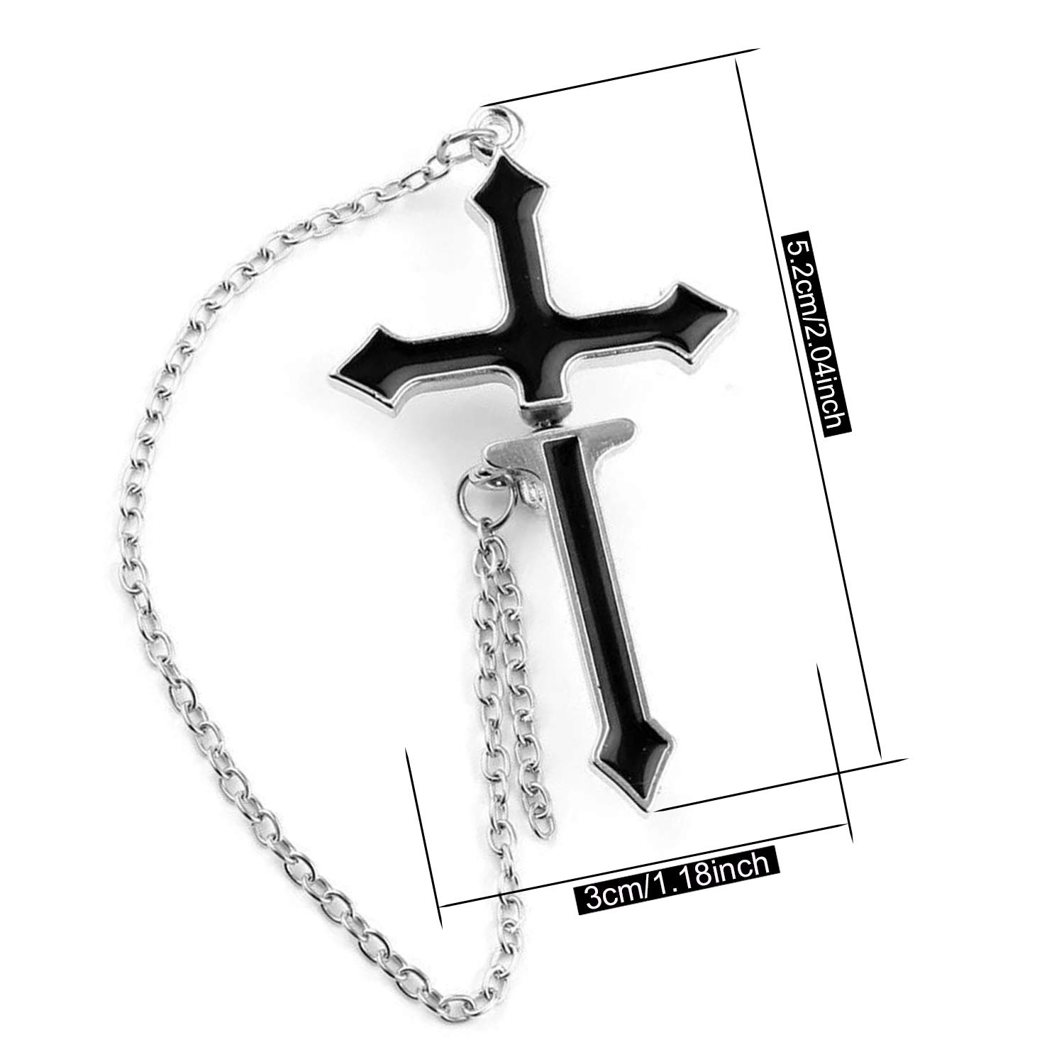Aretes colgantes de cadena de cruz punk negra personalizados, aretes de gota de punción para mujeres y hombres, regalos de joyería, Esmalte, N/P 2