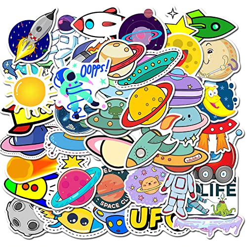 iDream Self-Adhesive Space Planet Rocket NASA Theme Stickers (Set of 50) - 3 to 8 cm, Decorative, Ideal for Laptops, Notebooks, Phones, DIY Projects, Durable and Easy to Apply