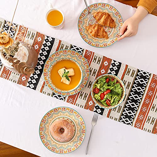 vancasso Tafelservies, dessertborden, porselein, 4-delige taartbordenset, Mandala-serie, Ø 21,2 cm platte borden voor ontbijt, Boheemse stijl - Image 7