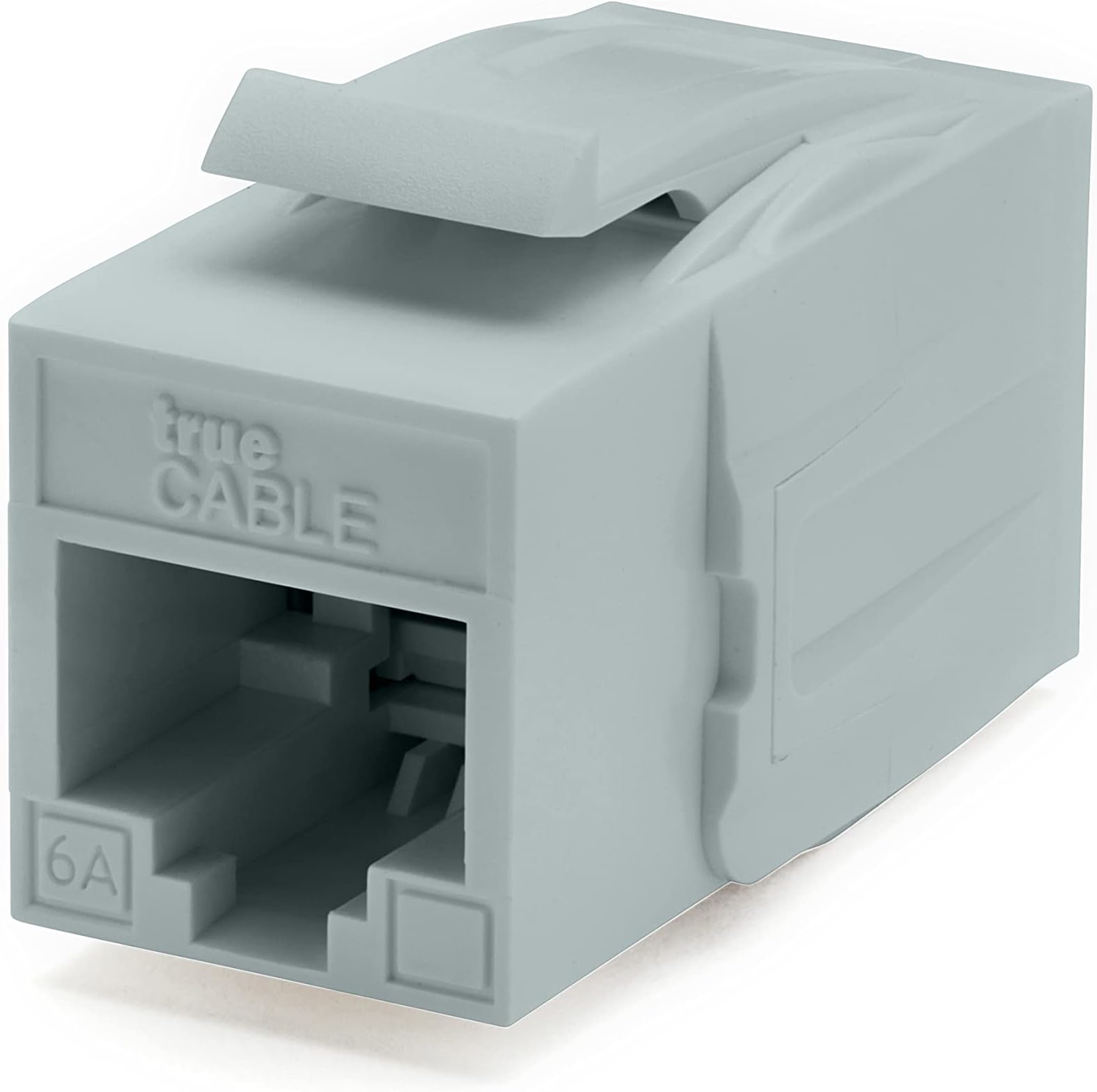 Cat6A Keystone Jack Coupler, Unshielded (UTP), PoE++ (4PPoE), UL Listed, ETL Verified, ANSI/TIA 568-2.D Cat 6A Performance Compliant, Female to Female RJ45 Couplers, Gray, 6 Pack