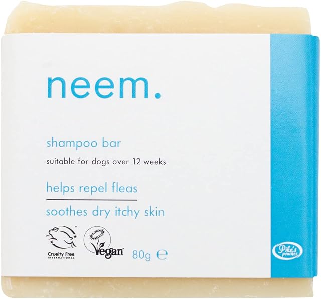 Neem & Tea Tree Dog Shampoo Bar for Fleas, Ticks, Mites & Lice | Soothes Dry Itchy Skin | Anti Itch | Antibacterial & Antifungal | Natural & Hypoallergenic | Vegan & Cruelty Free | Plastic Free - 80g