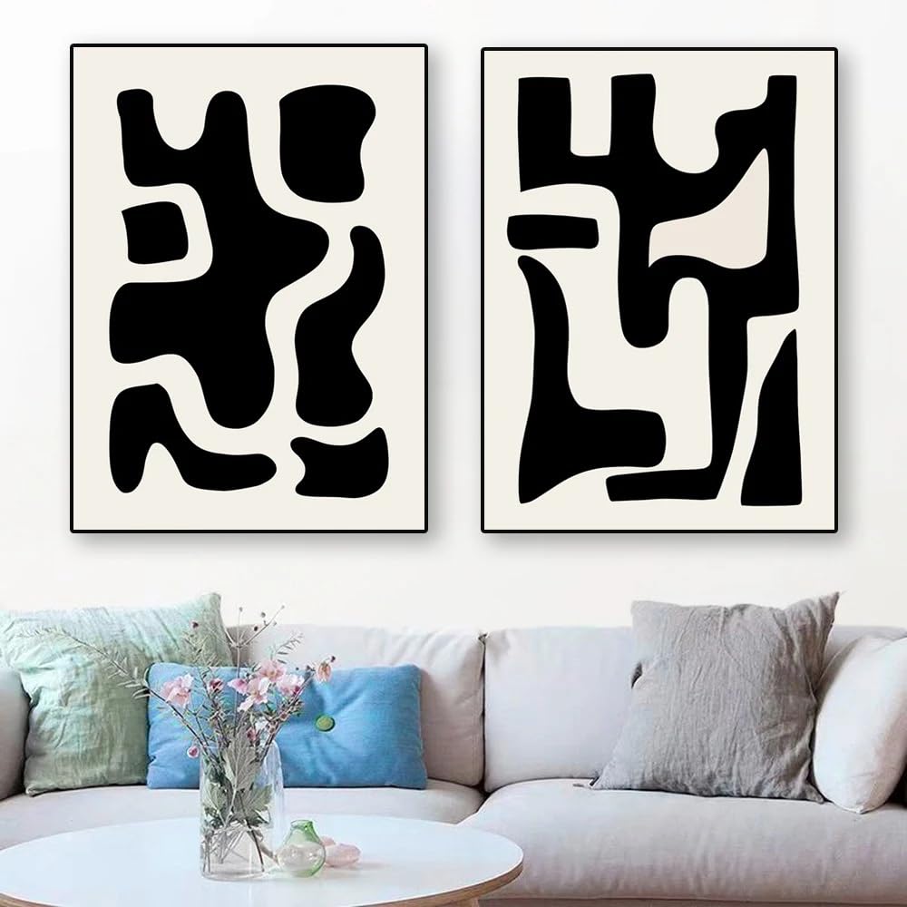 WBYZAC 2 Pieces-Beige Poster Minimalist Abstract Prints Art Painting Canvas Painting Pictures for Home Living Kitchen Office Library Room Decoration-50 * 60cm (No Frame)