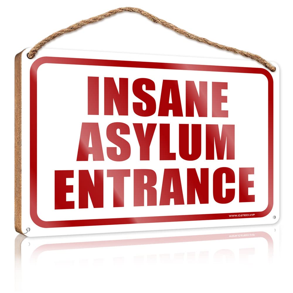 Farmhouse Decor Signs Insane Asylum Entrance Wooden Sign Gift For Boss Woman Fall Porch Sign(23X35CM)