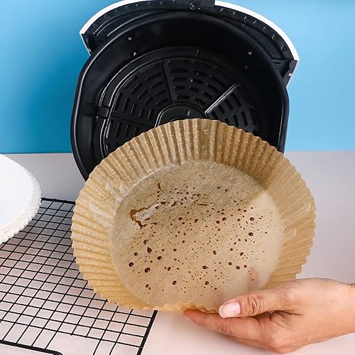 Miniatura 6 de DanziX - Forro de papel desechable para freidora de aire, 100 piezas antiadherentes, papel de hornear para horno, freidora de aire, hornear, asar,