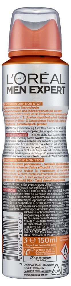 L'Oréal Paris Men Expert Invencible Hombre Conjunto de 6 desodorante aerosol 96 h 150 ml