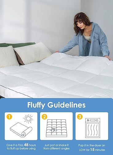 Miniatura 7 de QUEEN ROSE - Cubrecolchón tamaño King, almohadilla extra gruesa con parte superior de almohada, caja de amortiguación rellena de plumón sintético