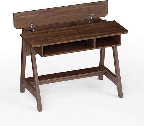 Miniatura 9 de Tangkula Escritorio para computadora, mesa de trabajo de 43.5 pulgadas con gabinete de almacenamiento y estante, mesa de tocador de maquillaje