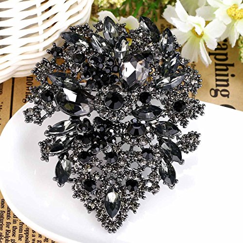 EVER FAITH Women's Austrian Crystal Vintage Style Flower Leaf Cluster Brooch Pendant3