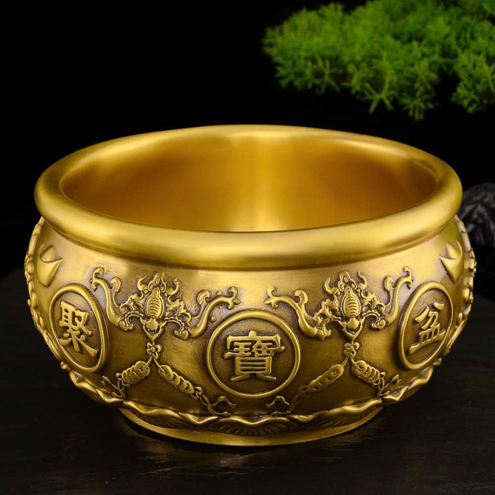 聚寶盆 置物 富と幸運 銅製 真鍮 風水置物 縁起物 インテリア 金運祈願