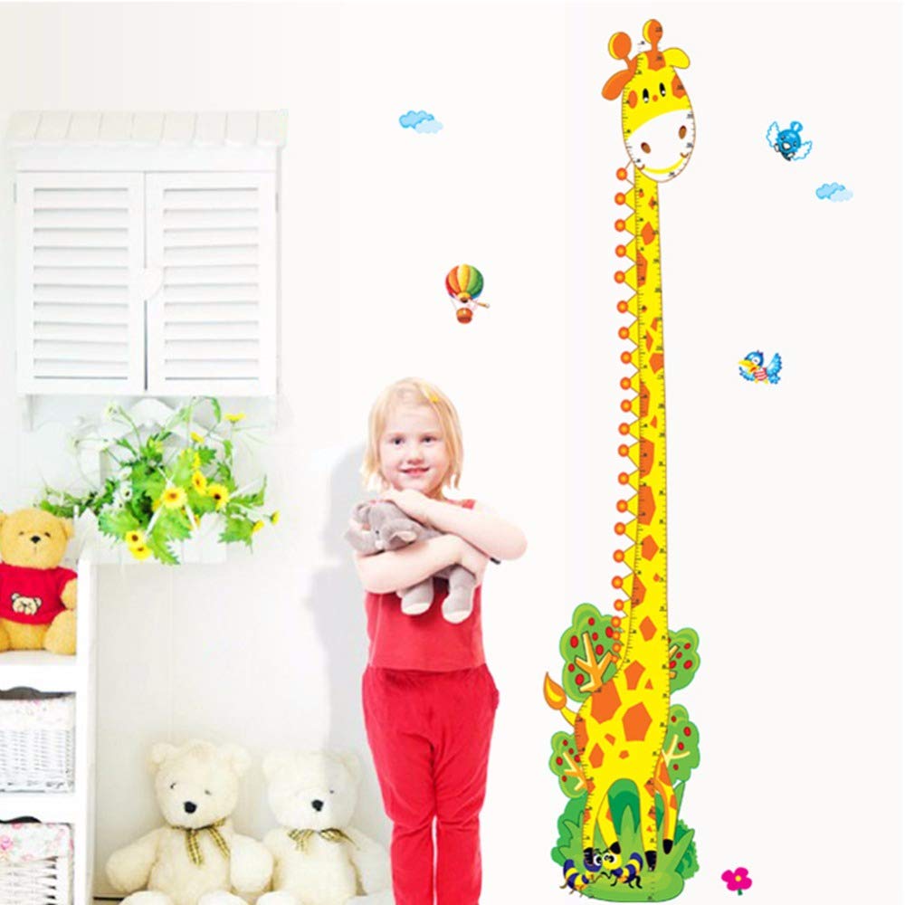 PEACHIEZ Cartoon Animals Lion Monkey Owl Elephant Giraffe Underwater Height Measure Wall Sticker for Kids Rooms Growth Chart Nursery Room Decor (44)