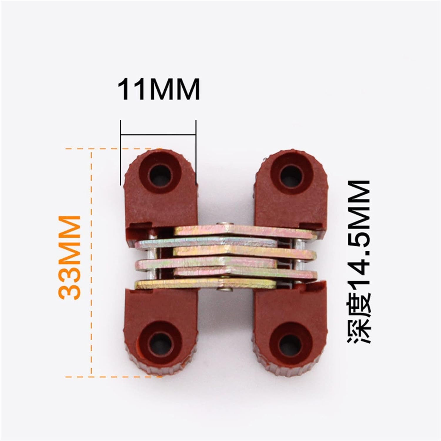 Hinges 4pcs Hidden Hinges 33x11MM Folding Plastic Invisible Barrel Cross Hinge for Door Window Dining Table Furniture Accessories (Color : Brown)