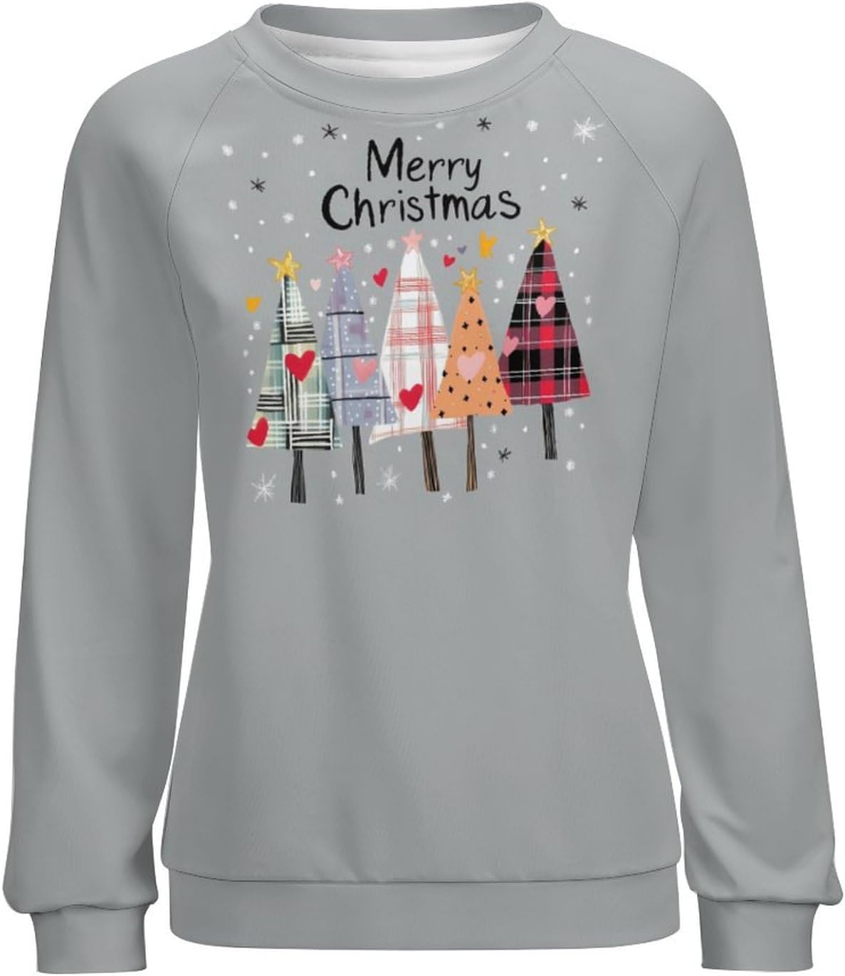 HOTYD Womens Cute Christmas Tree Print Sweatshirt Casual Long Sleeve Crew Neck Graphic Sweatshirt Oversized Pullover Tops - Image 4