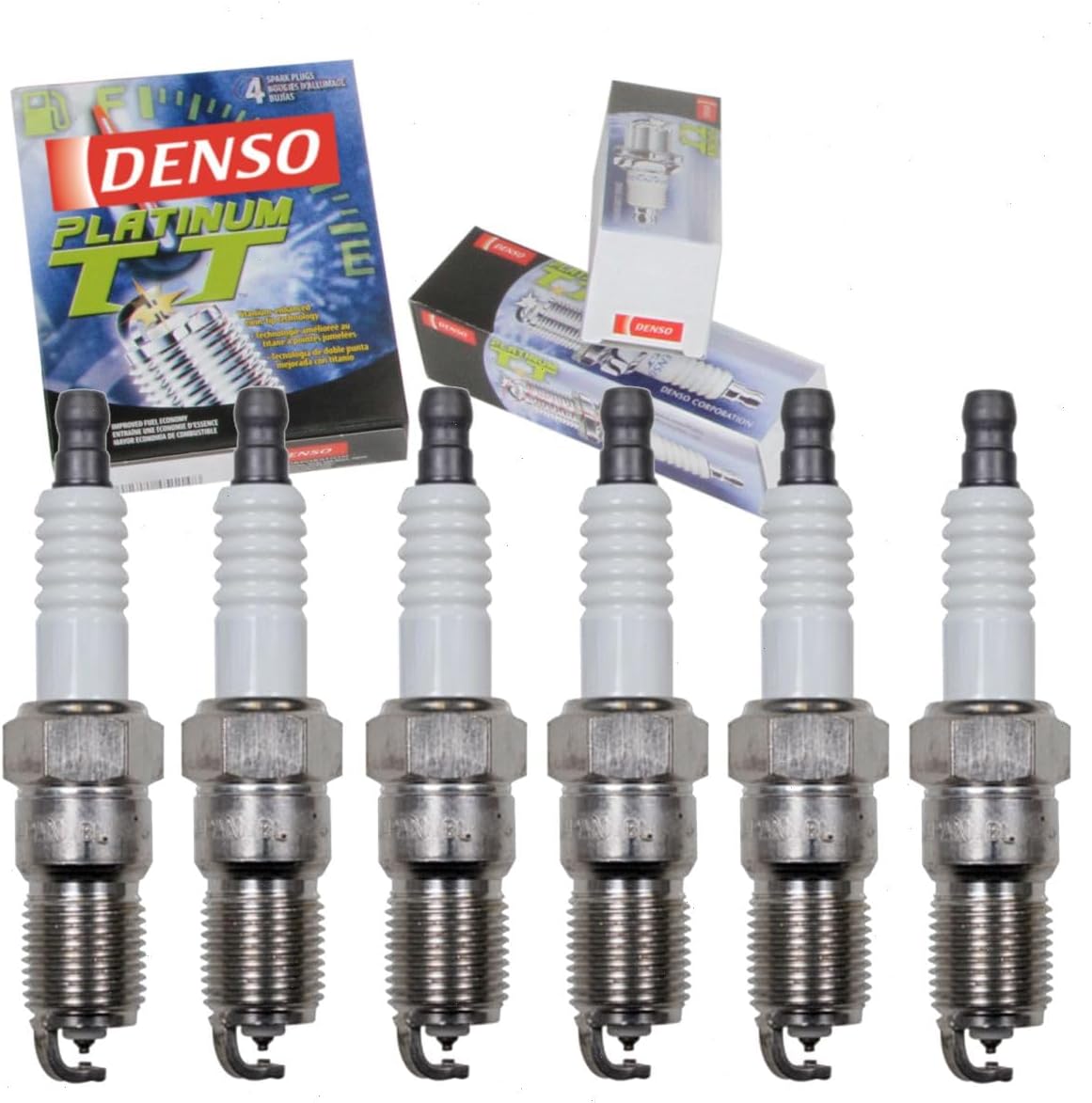 6 pc DENSO Platinum TT Spark Plugs compatible with Ford Mustang 2.8L 3.8L 3.9L V6 1979-2004