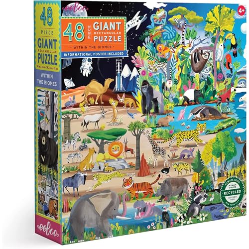 eeBoo 48 Piece Giant Floor Puzzle - Within The Biomes Children's Puzzle Biomes Themed, Large Pieces for Small Hands to Develop Motor Skills by eeBoo - Used condition - US$20.90