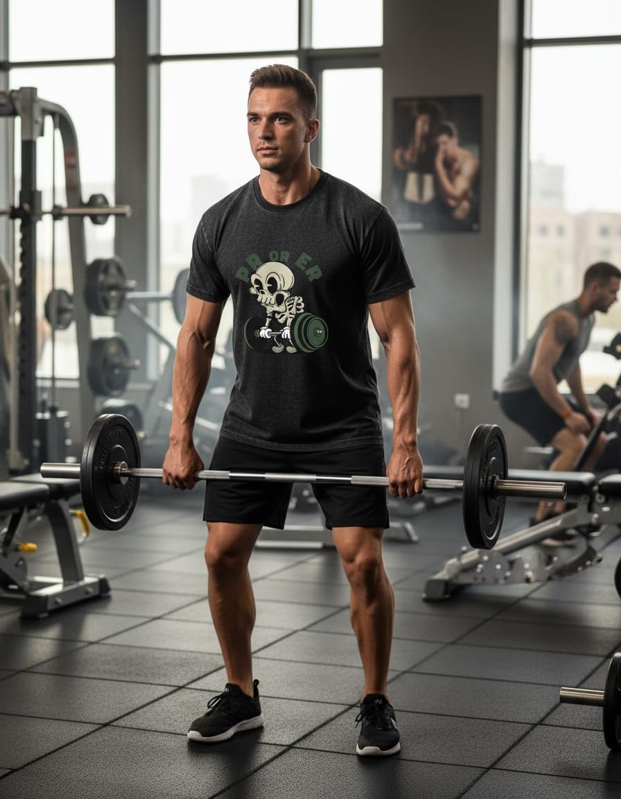 PR OR ER Men's Washed Gym Shirt - Soft Vintage Workout T-Shirt, Breathable Cotton Athletic Tee for Training & Fitness
