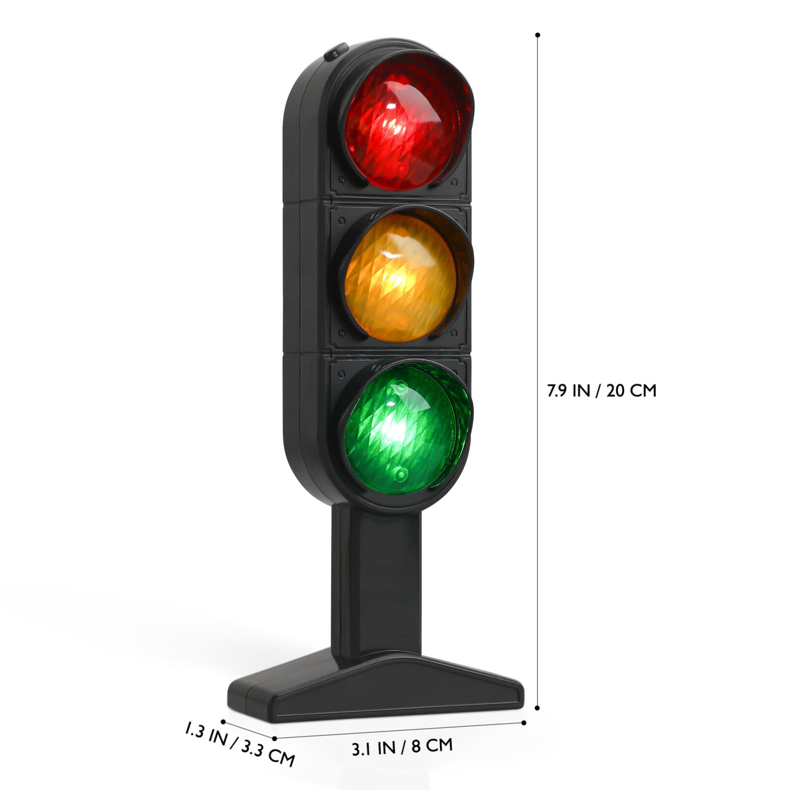 Kicko Lampada Semaforo Da 28 Cm Con Base – 4 Modalità Di Cambio Colore (Rosso, Giallo, Verde) – Luce LED USB O A Batteria – Decorazione Per Camera Bambini, Festa A Tema, Sala Giochi