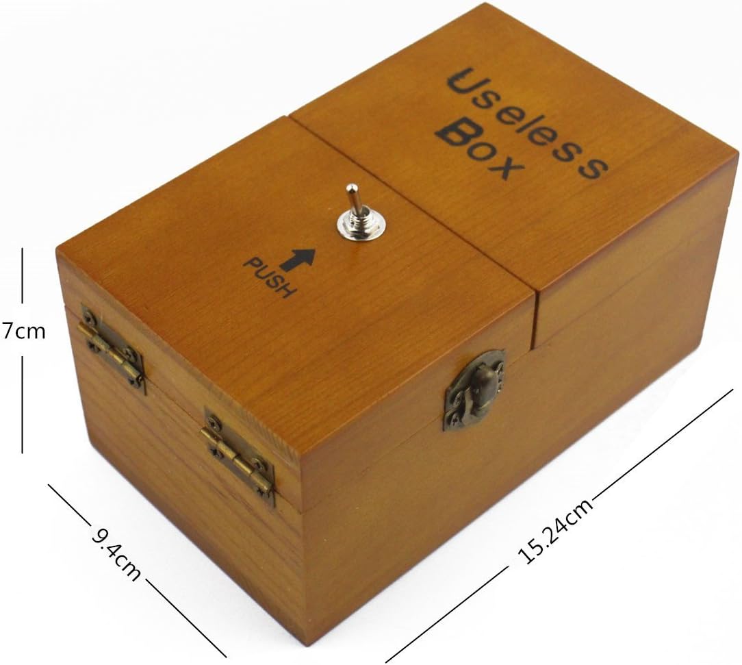Willcomes Wooden Turns Itself Off Useless Box Leave Me Alone Box Perpetual Machine for Geek Gifts or Desk Toys