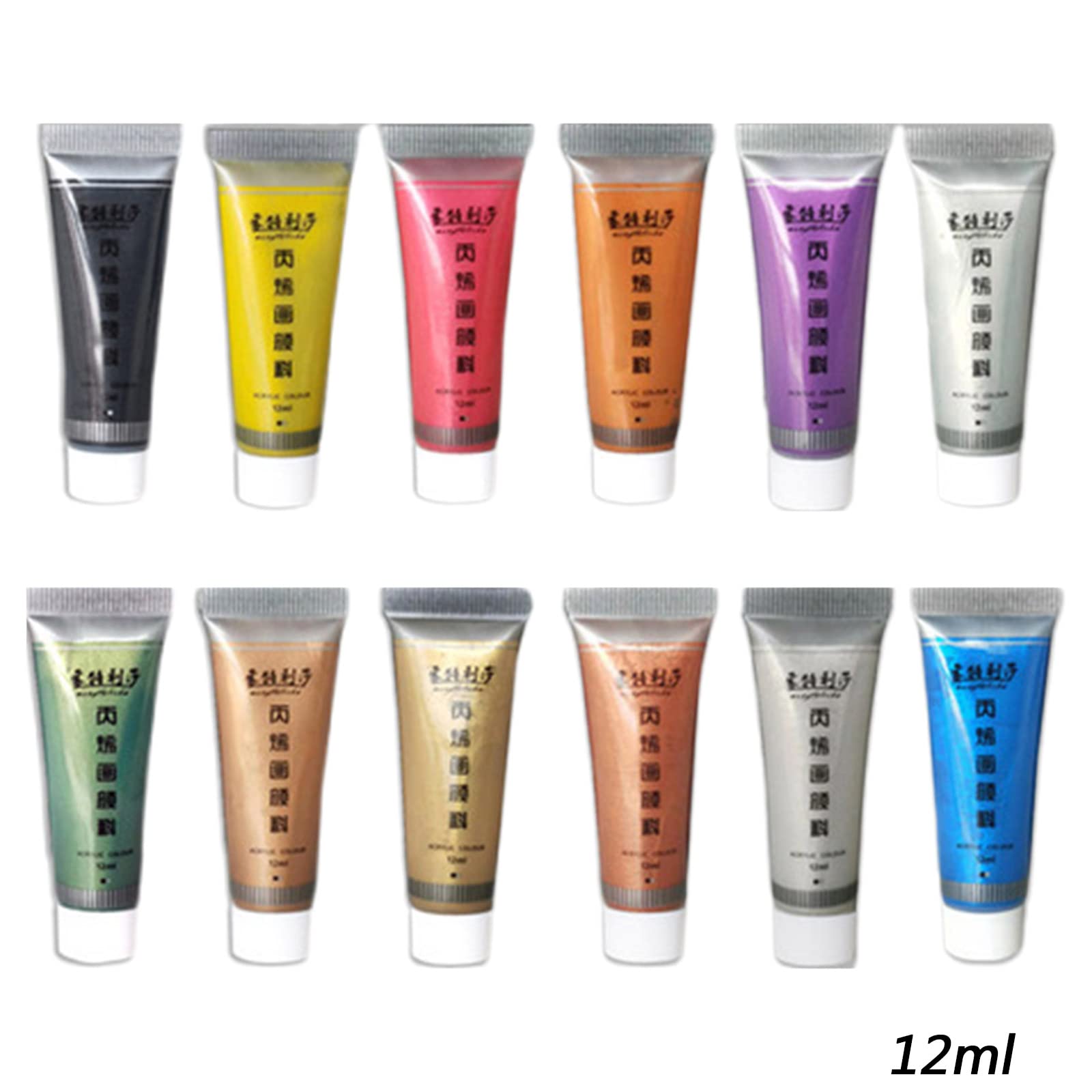 Amazon.co.jp: 12色 12ml ゴールド シルバー 樹脂顔料 光沢の