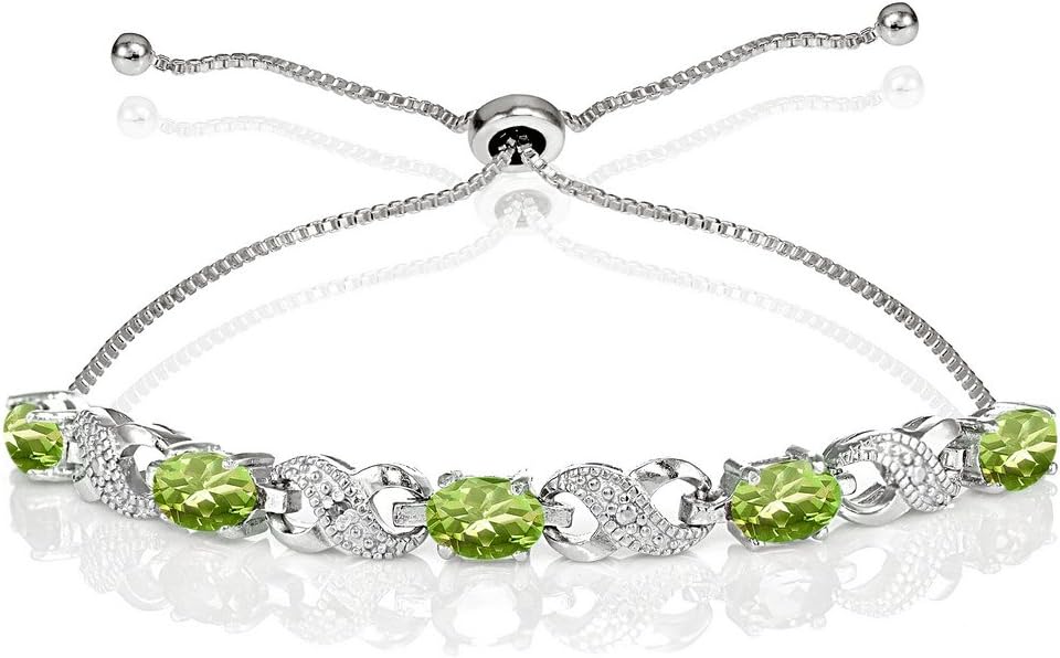 Ice Gems Sterling Silver Genuine or Created Gemstone Infinity Adjustable Bracelet