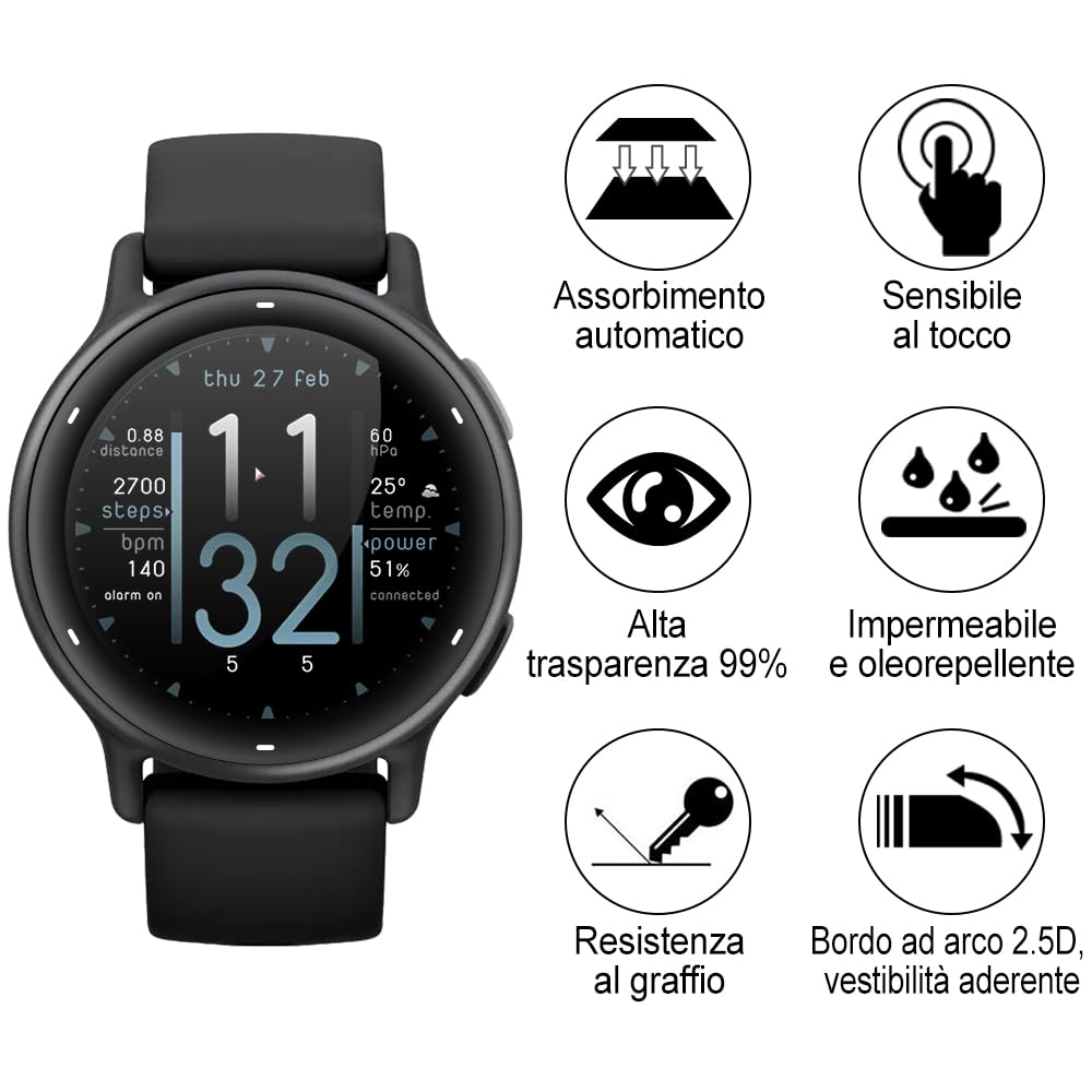atFoliX Pellicola Vetro per Garmin Vivoactive 3 9H Armatura di