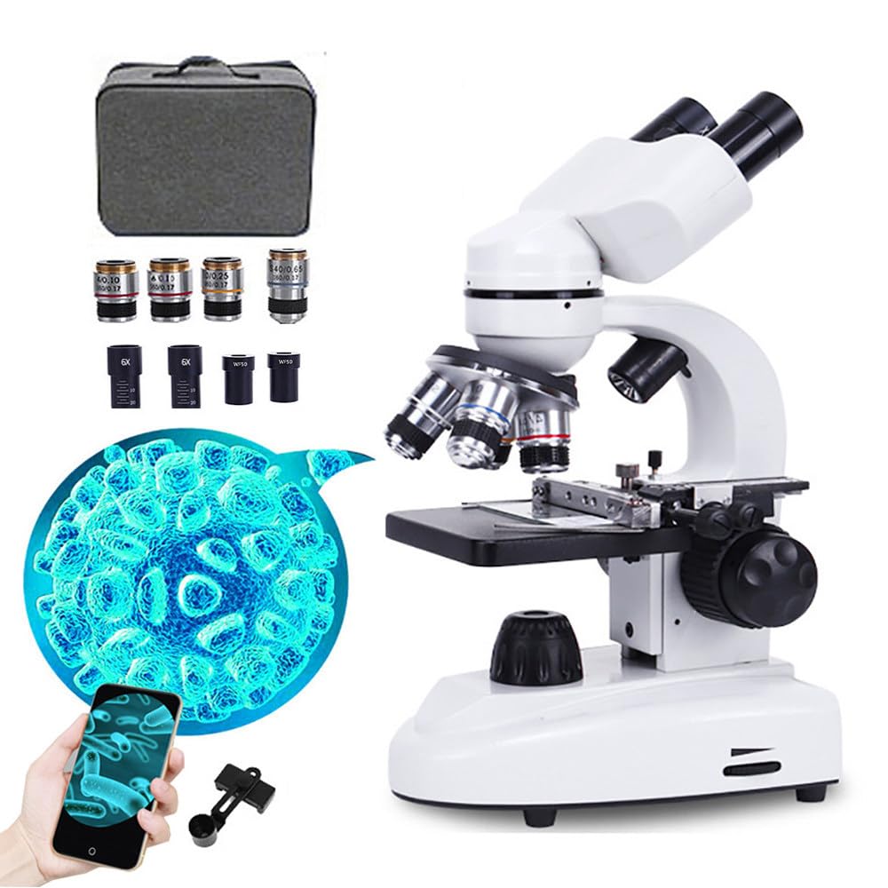 12000X/18000X/30000X HD Biologisches Mikroskop, Professionelles Binokulares Mikroskop-Set für Studenten, Erwachsene, duale LED-Beleuchtung, Tragetasche, für Lehrlabor-Hobbyanwendungen,30000X