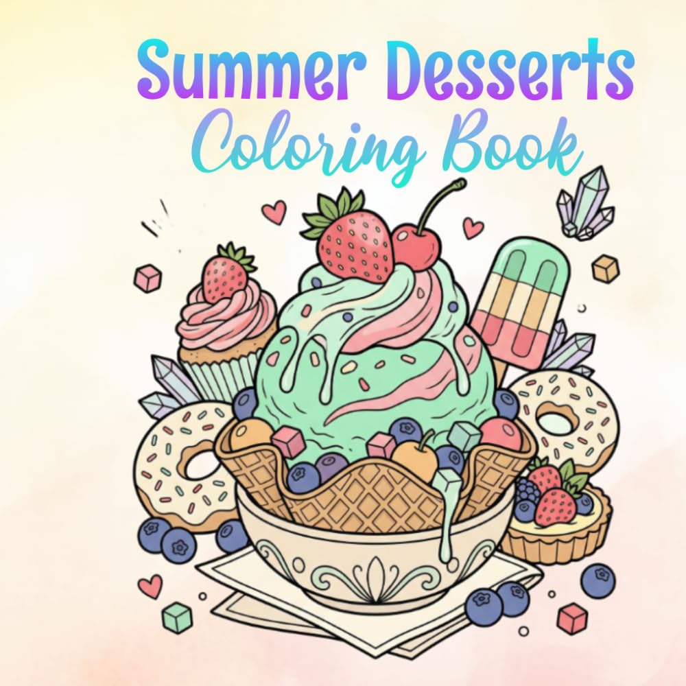Summer Desserts: Bold and Easy Coloring Book with Cute Ice Cream, Cakes, Donuts, Popsicles, Cupcakes, and Sweet Treats for Relaxation and Fun.: ... Snack-Inspired Illustrations for All Ages.