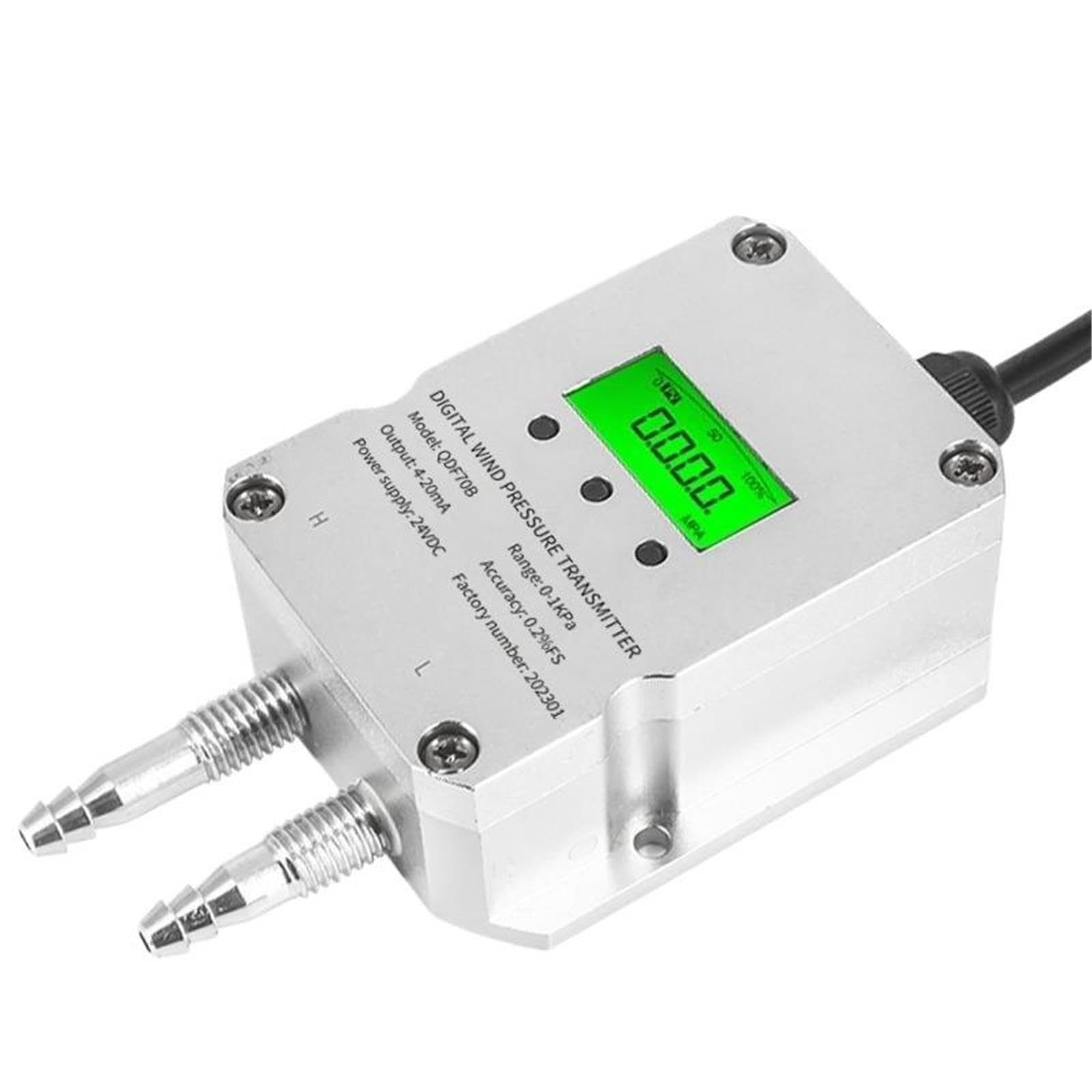 Trasmettitore di pressione 'aria industriale -30-300kPa HVAC Micro digitale(Output 4-20mA,-50Pa-100Pa)