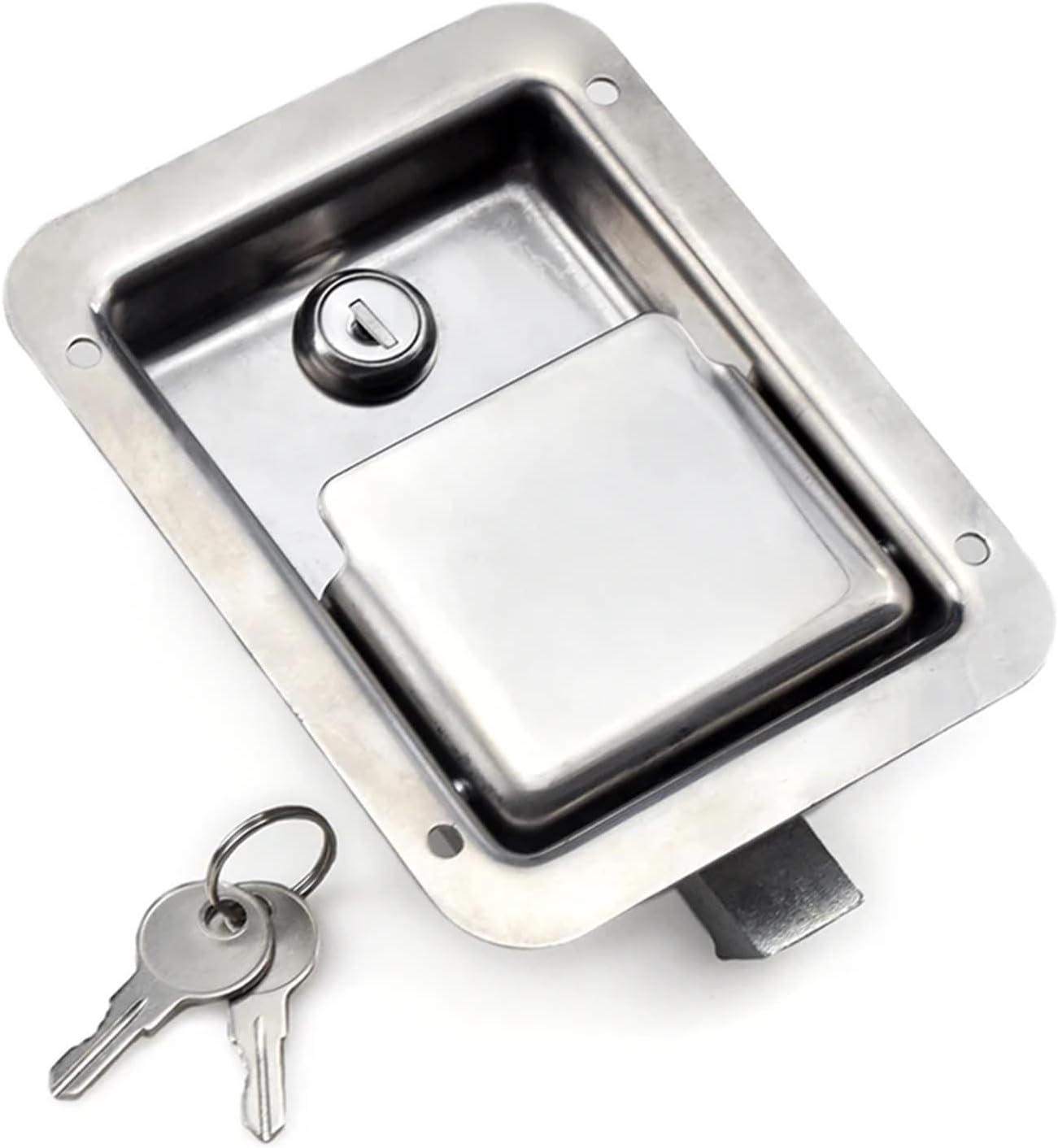 Internal External Double Door Press Type Embedded Stainless Steel Panel Equipment Passage Car Lock 1Pcs