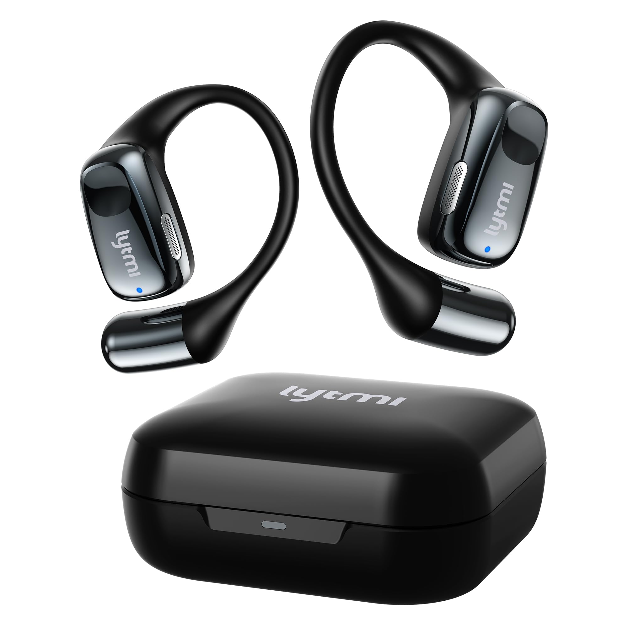 Lytmi CozyFit Open Ear Headphones, 0.23oz Ultra-Light Comfortable Wireless Earbuds, 0.6mm Thinnest Earhooks, Bluetooth 5.4, Clear Audio, 30 HRS Playtime, IPX5 Waterproof with Mic (Matte Black)