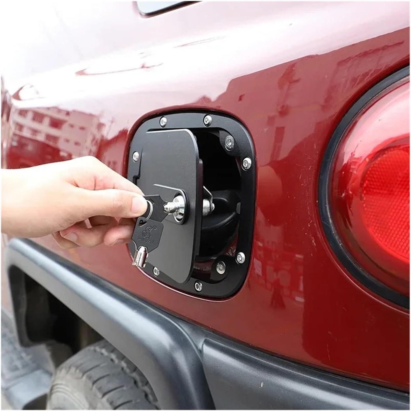 Compatible For Toyota FJ Cruiser 2007-21, Aluminum Alloy Replacement Car Fuel Tank Cover Mecha Gas Tank Gate Cap Trim Accessories(Mecha model)