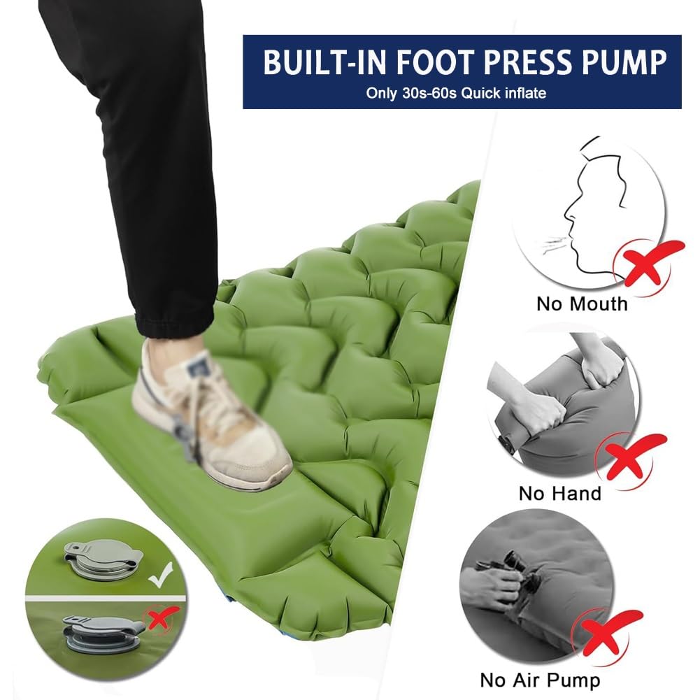 Materassino da Campeggio autogonfiabile - Cuscino Gonfiabile Ultraleggero e Facile da trasportare per Uso Esterno, Perfetto per Campeggio, Arrampicata e Vacanze in Tenda da Auto