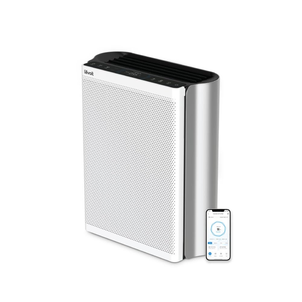 LEVOIT Purificateur d'air, adapté aux personnes allergiques, pour les grandes pièces, avec préfiltre lavable, CADR 612 m³/h, moniteur de qualité de l'air à 3 canaux, Wi-Fi intelligent et filtre pour