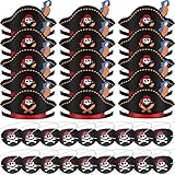 72 Pcs Pirate Costume Accessories Include 36 Classic Costume Cap Paper Pirate Hat and 36 Pirate Eye...