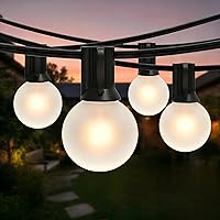 Vista 10 de Luces de Cadena Blancas para Exteriores de 50 Pies con 20 Bombillas Transparentes, Luces de Cadena de Patio Globo G40 para Interiores/Exteriores