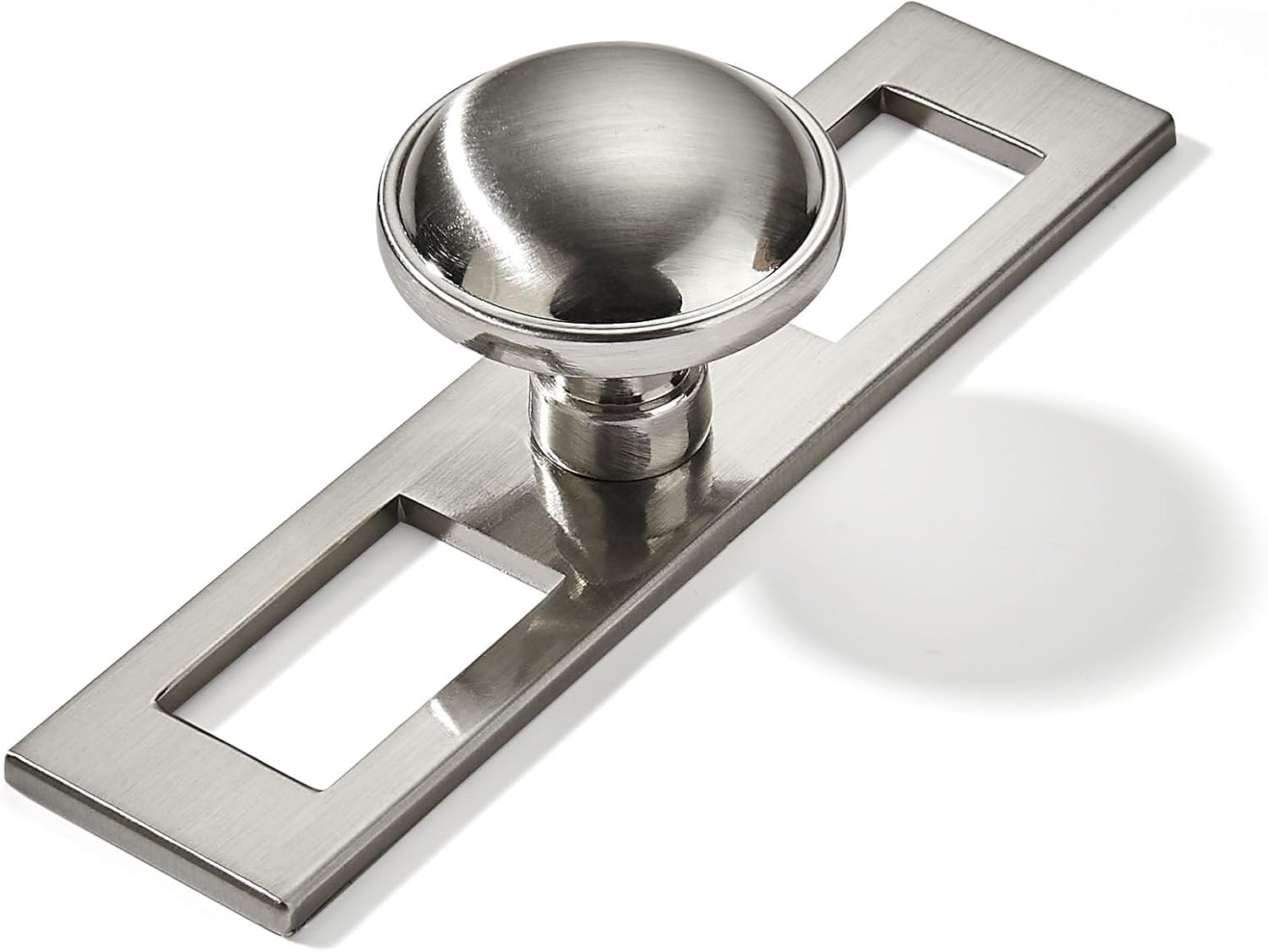 khtumeware 2 Pack Black Cabinet Knobs with Base Plate - Durable Zinc & Brushed Nickel Drawer Pulls for Kitchen Cabinets 