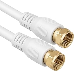 1aTTack.de SAT antenna adapter cable, 1.5 m, 2 shielded F connectors > coaxial socket SAT white, Ku 75 dB